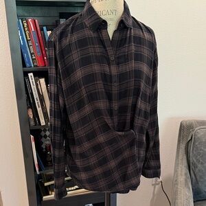 All Saints Black and brown Plaid Shirt